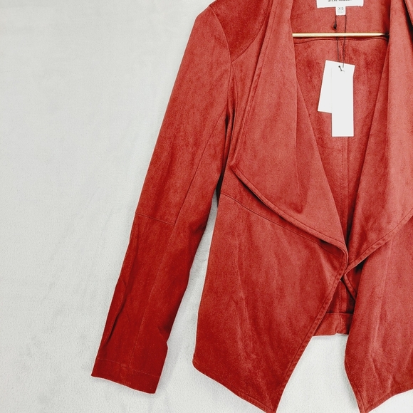 NEW BB Dakota Red CherryWood Faux Suede Open Front Lagenlook Jacket P3415 - Picture 5 of 10